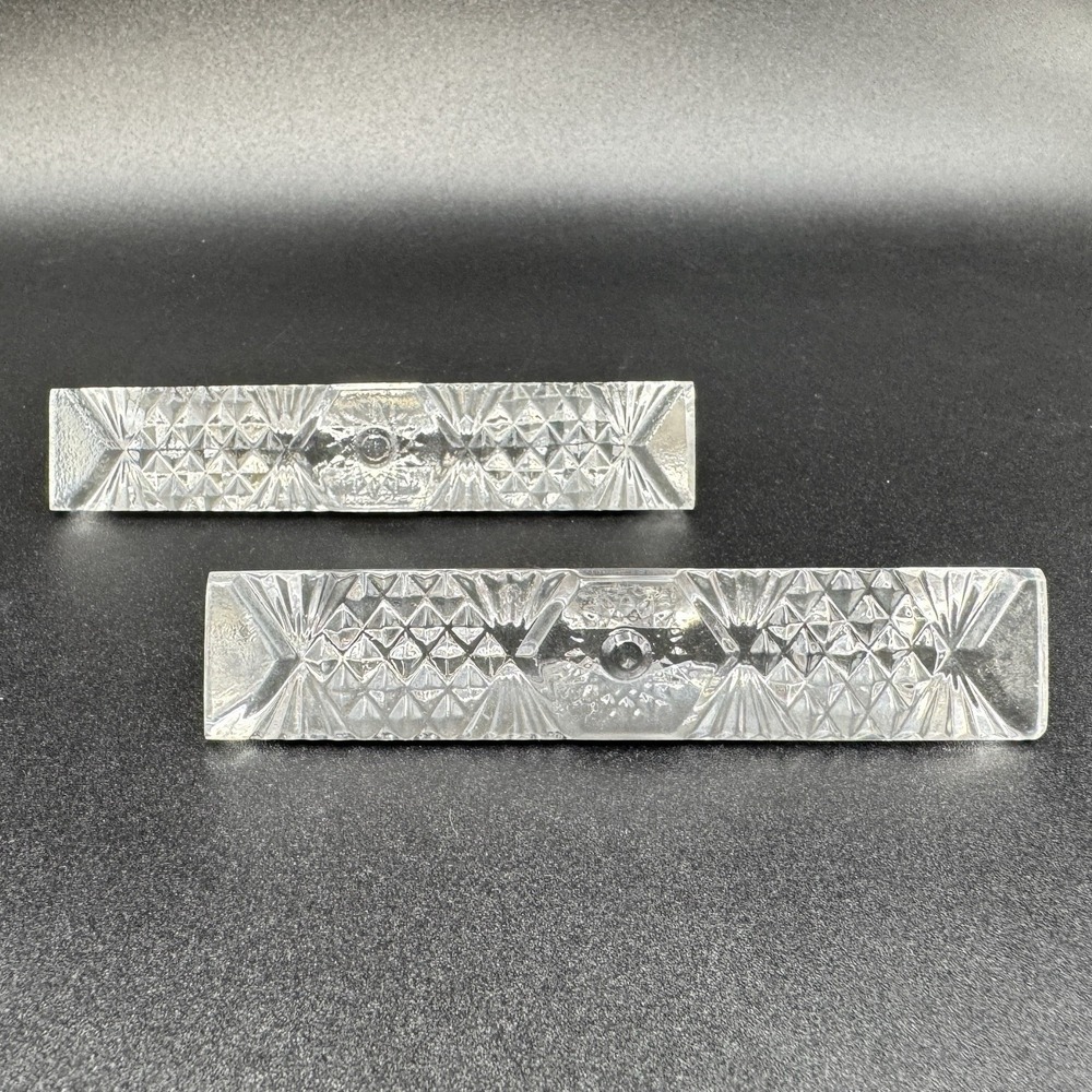 Hungary Pressed Crystal Knife Rest Starburst Glass - 2 Pieces - Wedding Holiday - Picture 3 of 5